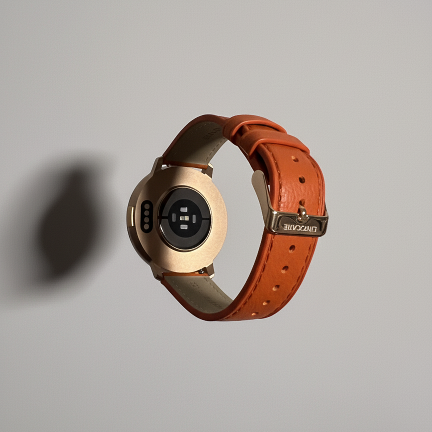 Watch2Care Vital Smartwatch (Rose Gold Case) - Orange Leather Strap