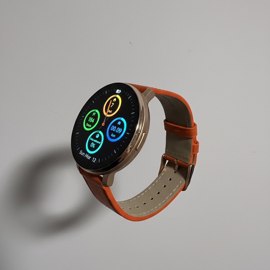 Watch2Care Vital Smartwatch (Rose Gold Case) - Orange Leather Strap