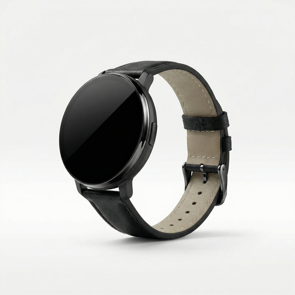 Watch2Care Vital Smartwatch (Black Case) - Black Leather Strap