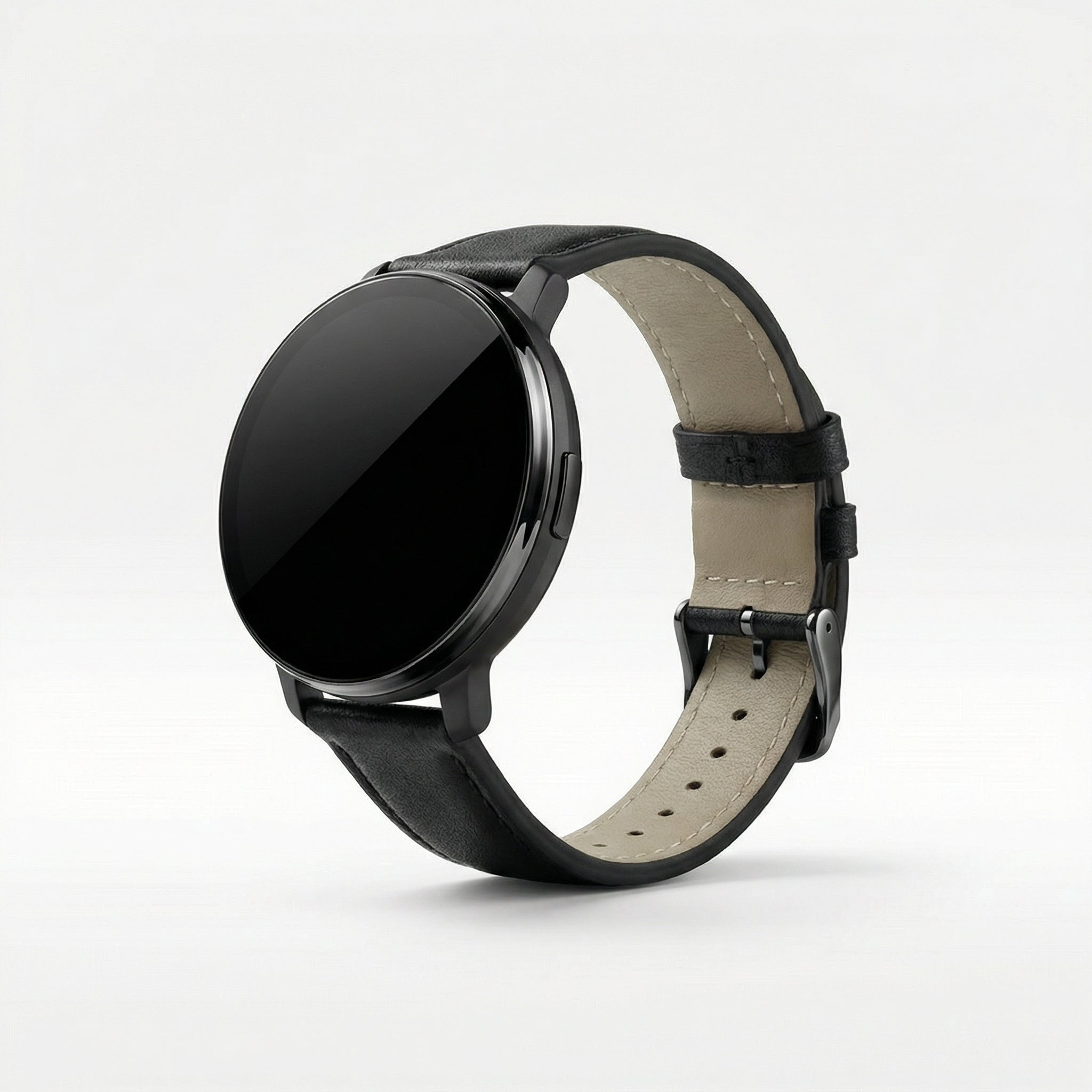 Watch2Care Vital Smartwatch (Black Case) - Black Leather Strap