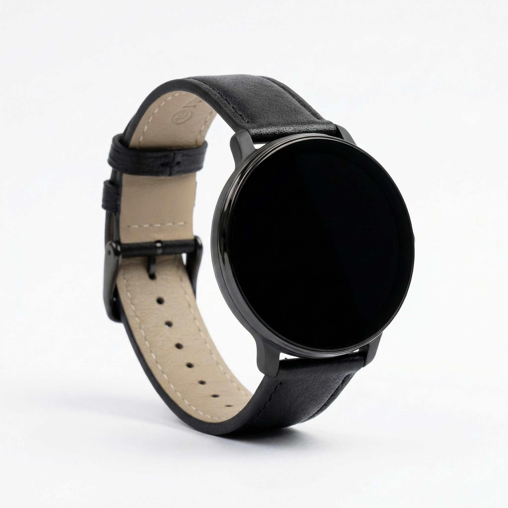 Watch2Care Vital Smartwatch (Black Case) - Black Leather Strap