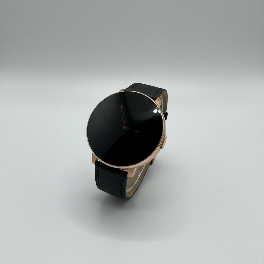 Watch2Care Vital Smartwatch (Rose Gold Case) - Black Leather Strap