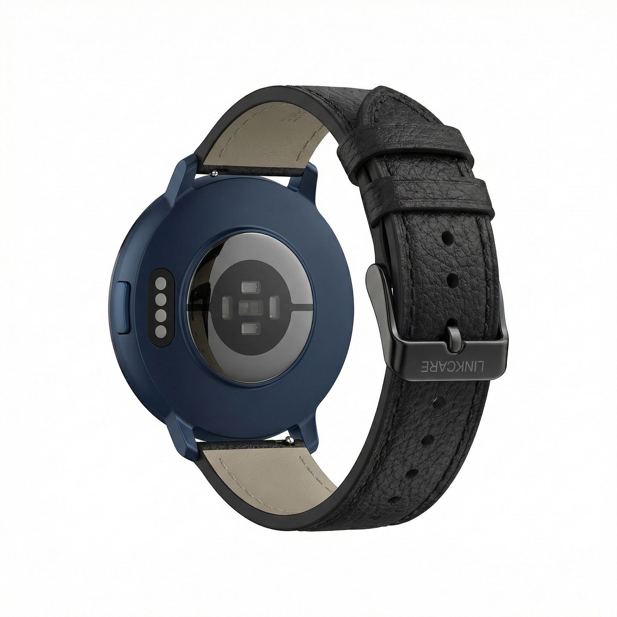 Watch2Care Vital Smartwatch (Navy Blue Case) - Black Leather Strap