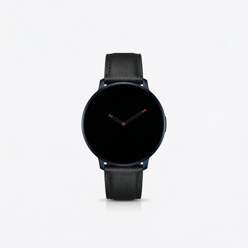 Watch2Care Vital Smartwatch (Navy Blue Case) - Black Leather Strap