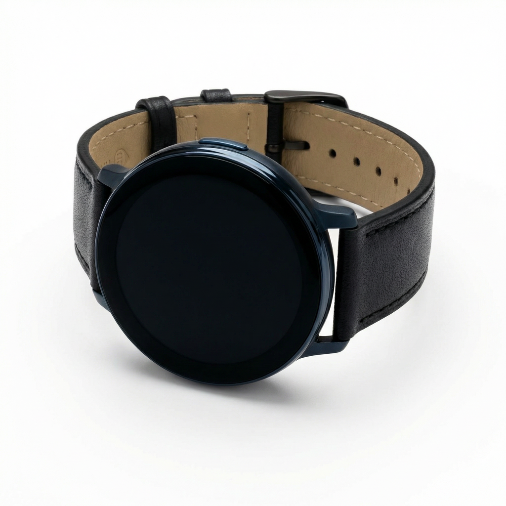 Watch2Care Vital Smartwatch (Navy Blue Case) - Black Leather Strap