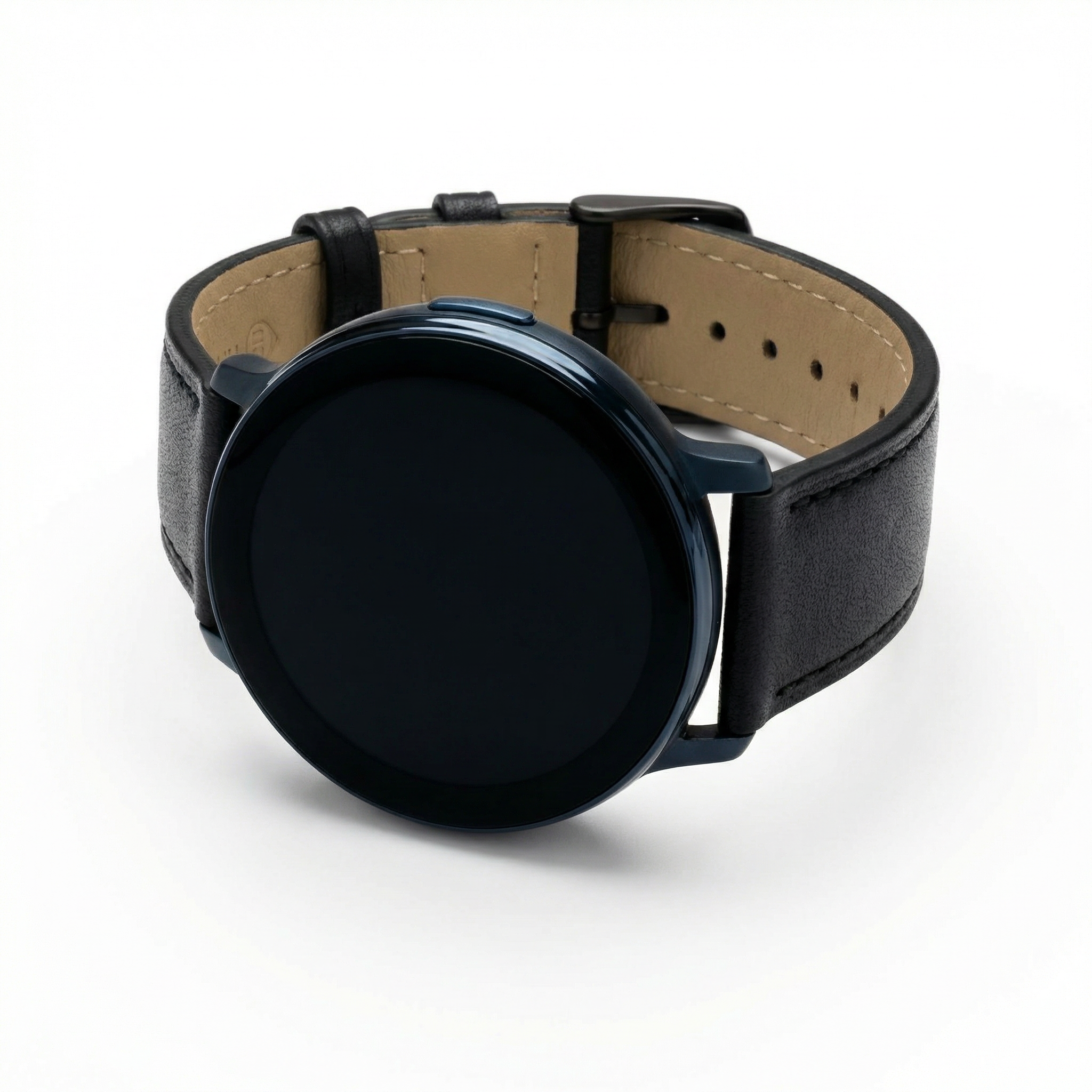 Watch2Care Vital Smartwatch (Navy Blue Case) - Black Leather Strap