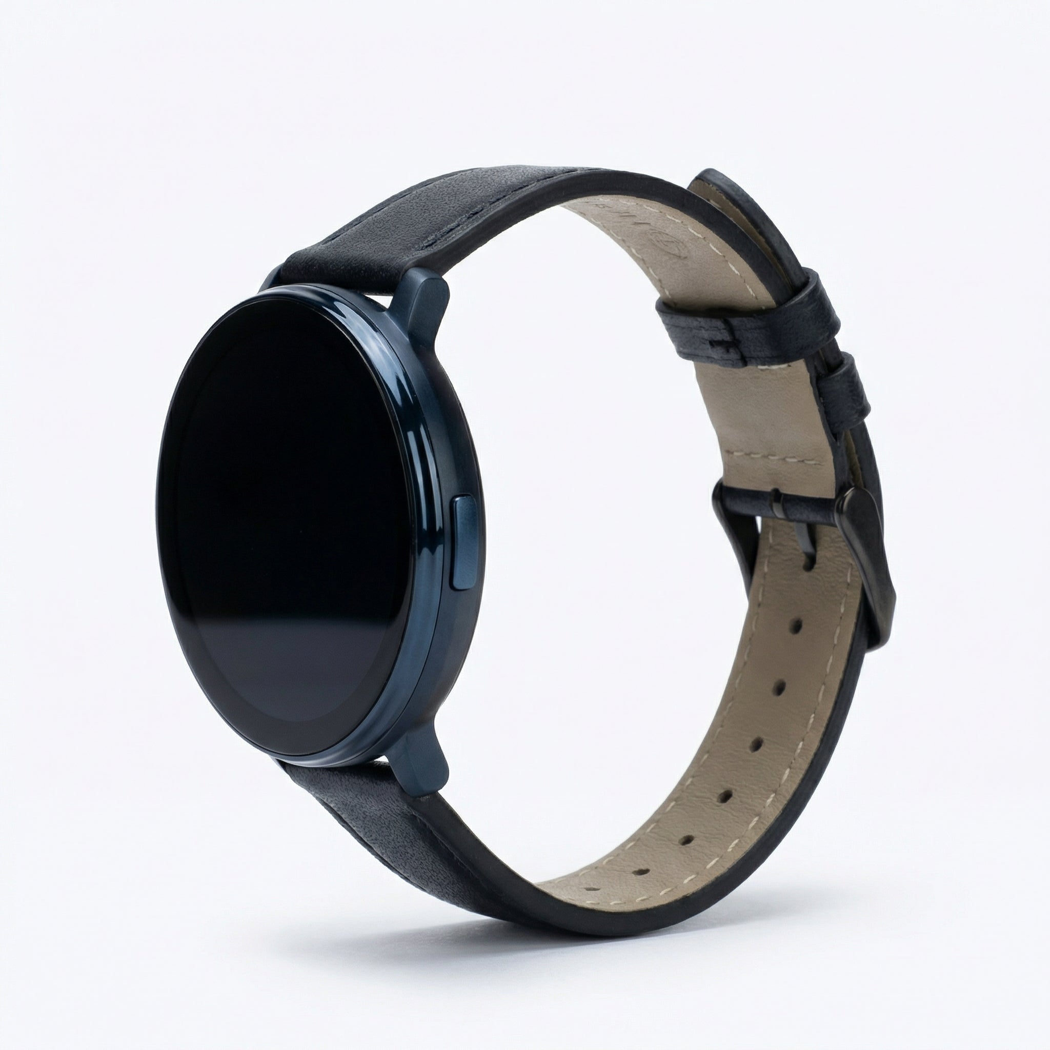 Watch2Care Vital Smartwatch (Navy Blue Case) - Black Leather Strap