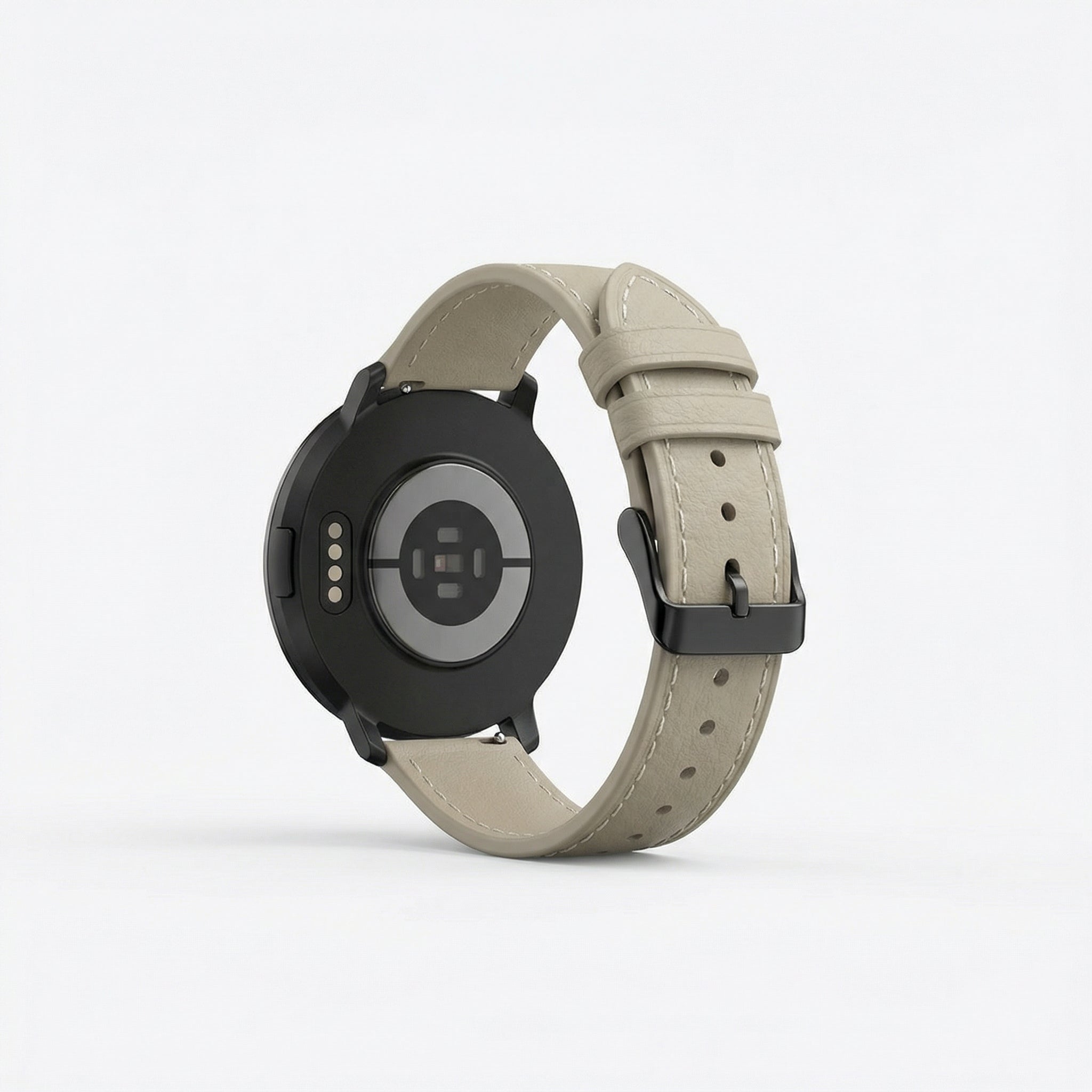 Watch2Care Vital Smartwatch (Black Case) - Light Beige Leather Strap