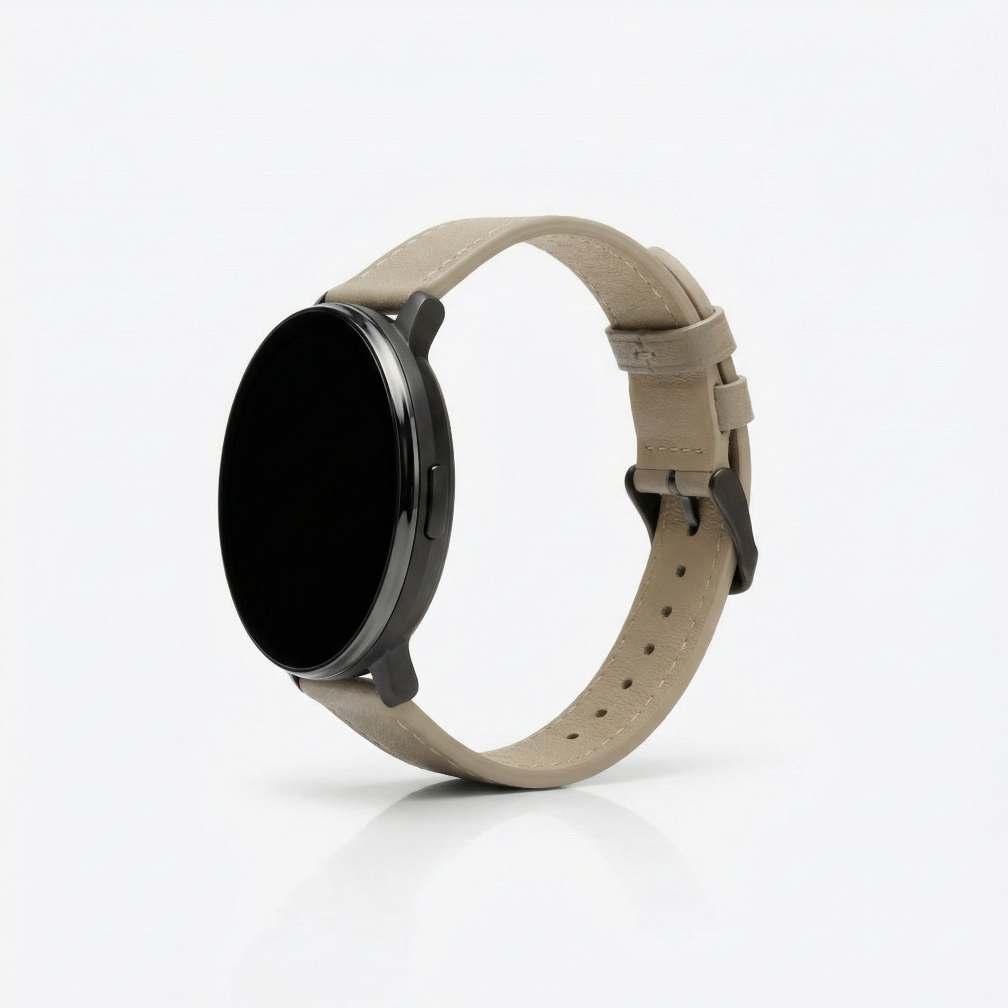 Watch2Care Vital Smartwatch (Black Case) - Light Beige Leather Strap