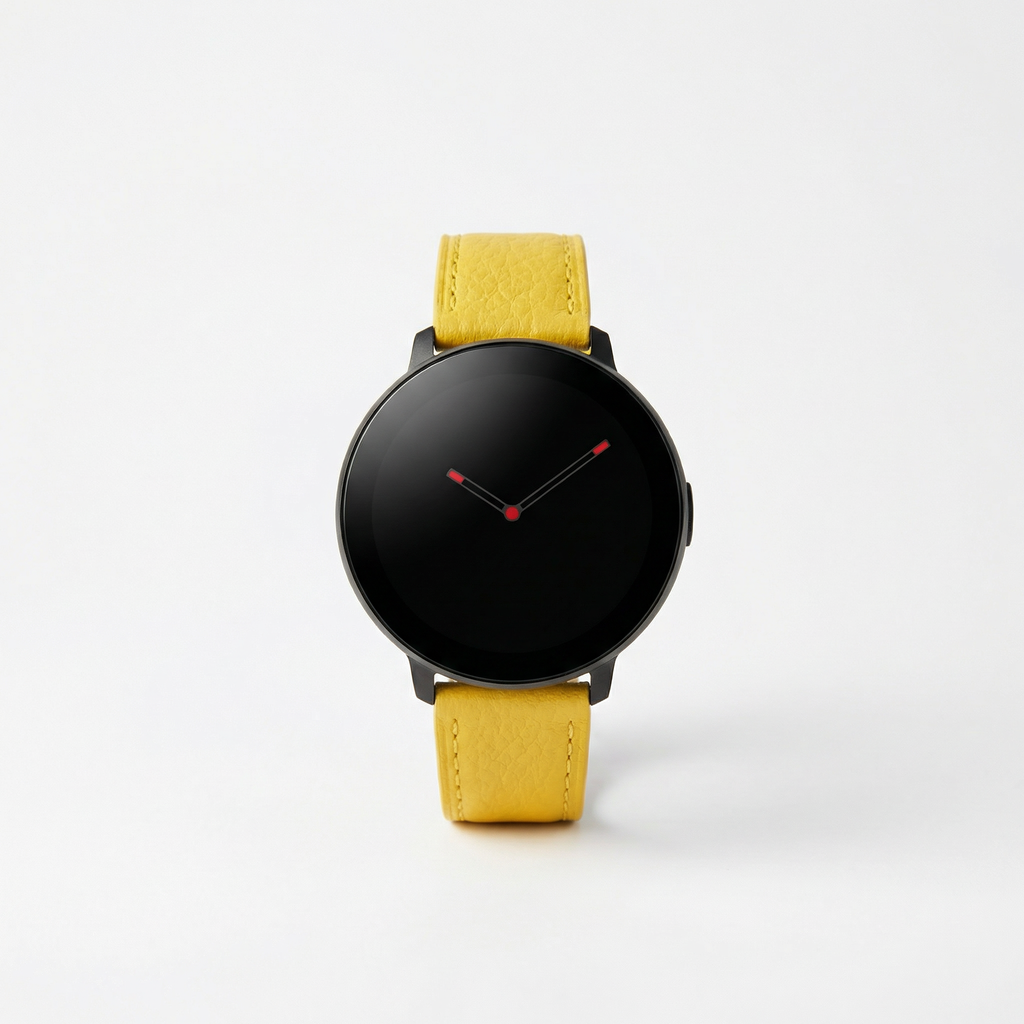 Watch2Care Vital Smartwatch (Black Case) - Yellow Leather Strap