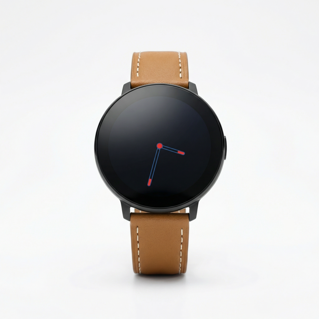 Watch2Care Vital Smartwatch (Black Case) - Brown Leather Strap