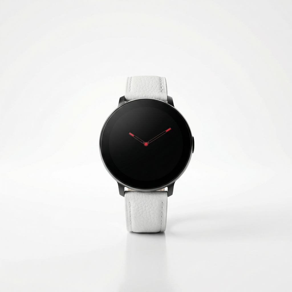 Watch2Care Vital Smartwatch (Black Case) - White Leather Strap