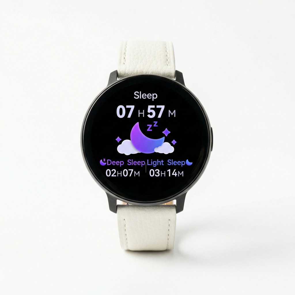 Watch2Care Vital Smartwatch (Black Case) - White Leather Strap