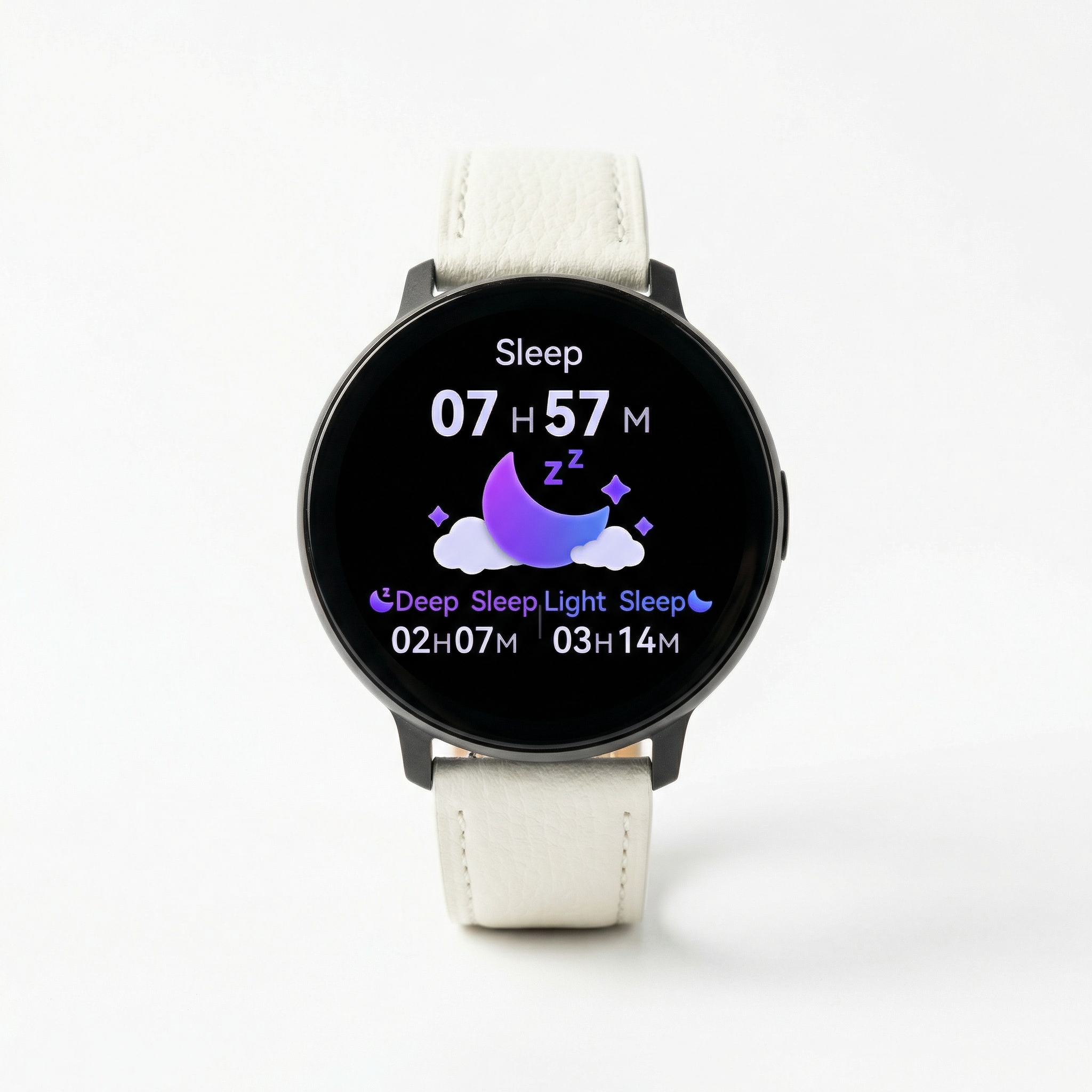 Watch2Care Vital Smartwatch (Black Case) - White Leather Strap