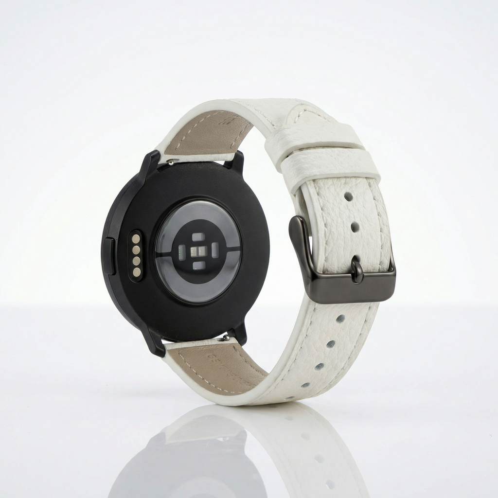 Watch2Care Vital Smartwatch (Black Case) - White Leather Strap