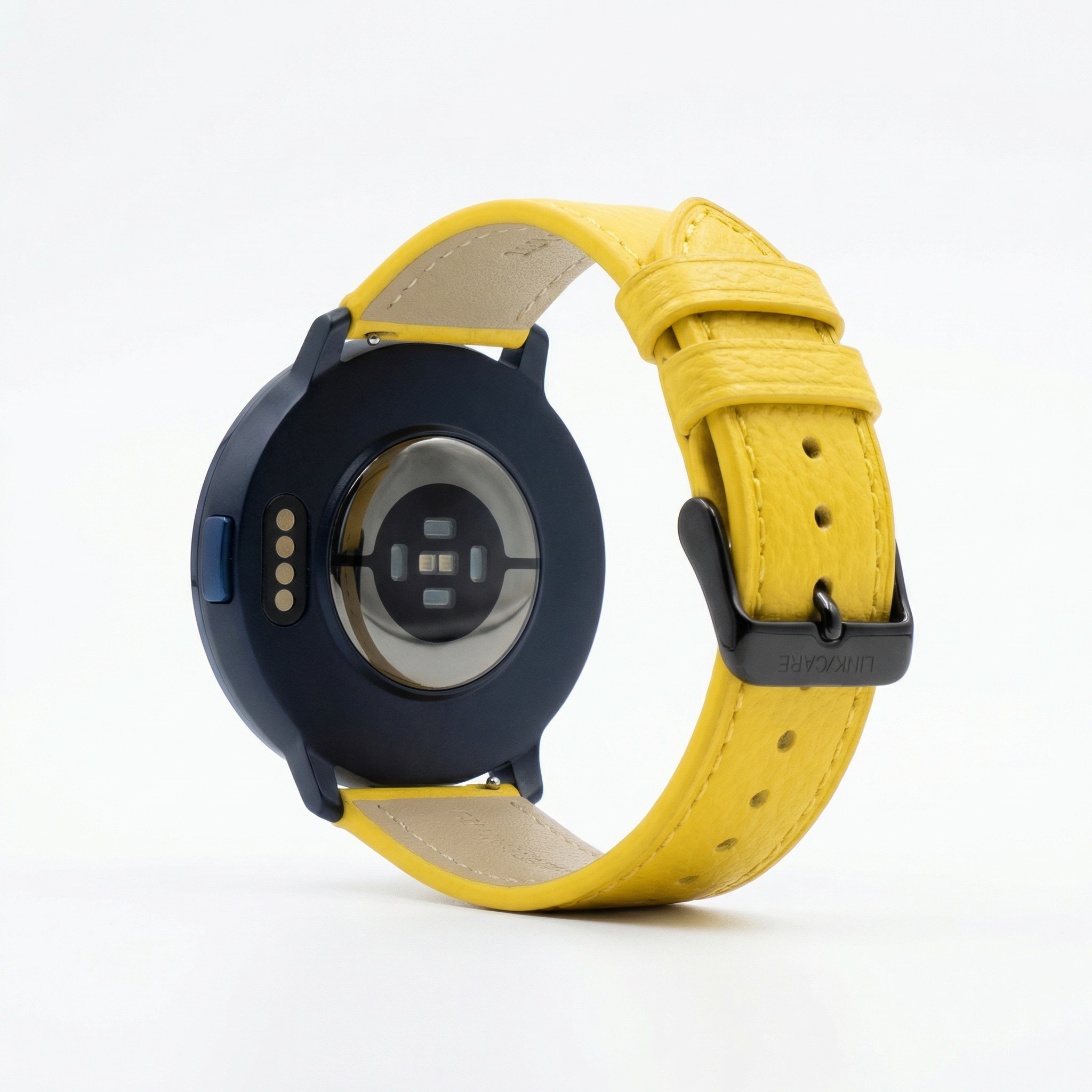 Watch2Care Vital Smartwatch (Navy Blue Case) - Yellow Leather Strap