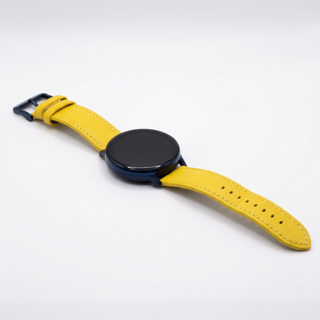 Watch2Care Vital Smartwatch (Navy Blue Case) - Yellow Leather Strap