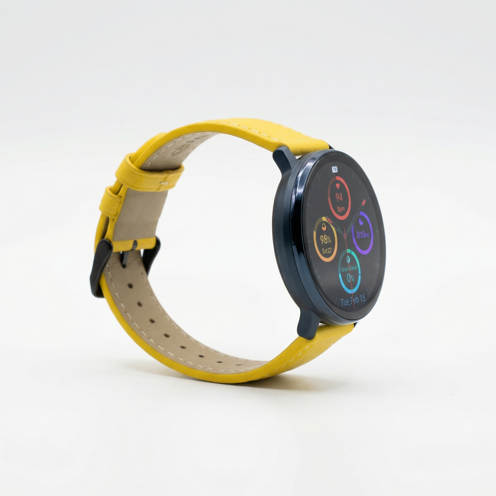 Watch2Care Vital Smartwatch (Navy Blue Case) - Yellow Leather Strap