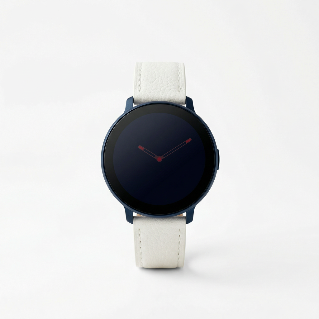 Watch2Care Vital Smartwatch (Navy Blue Case) - White Leather Strap