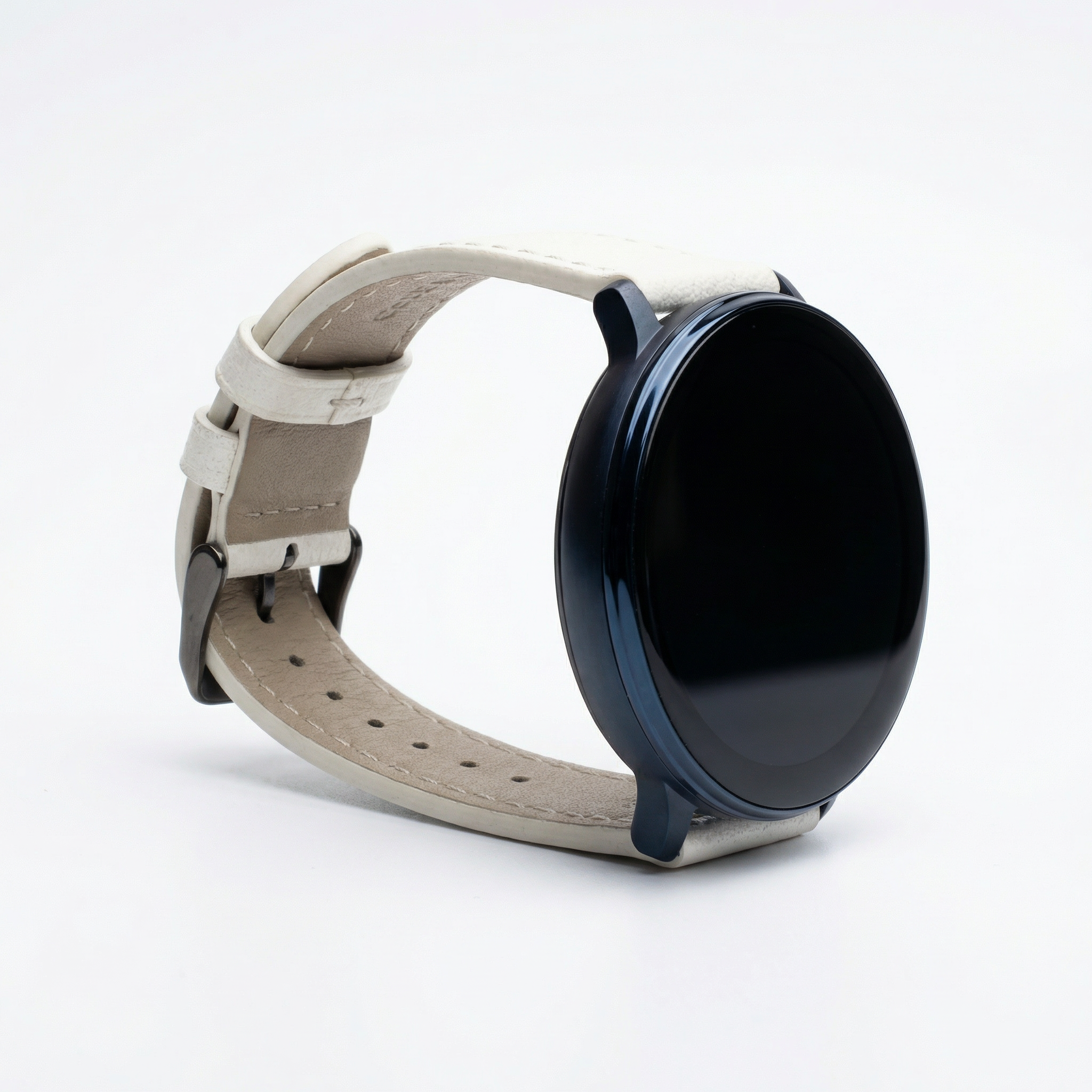 Watch2Care Vital Smartwatch (Navy Blue Case) - White Leather Strap