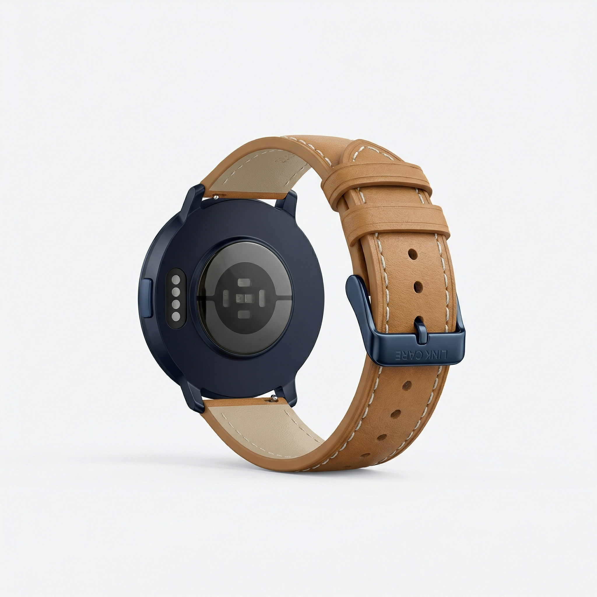 Watch2Care Vital Smartwatch (Navy Blue Case) - Brown Leather Strap