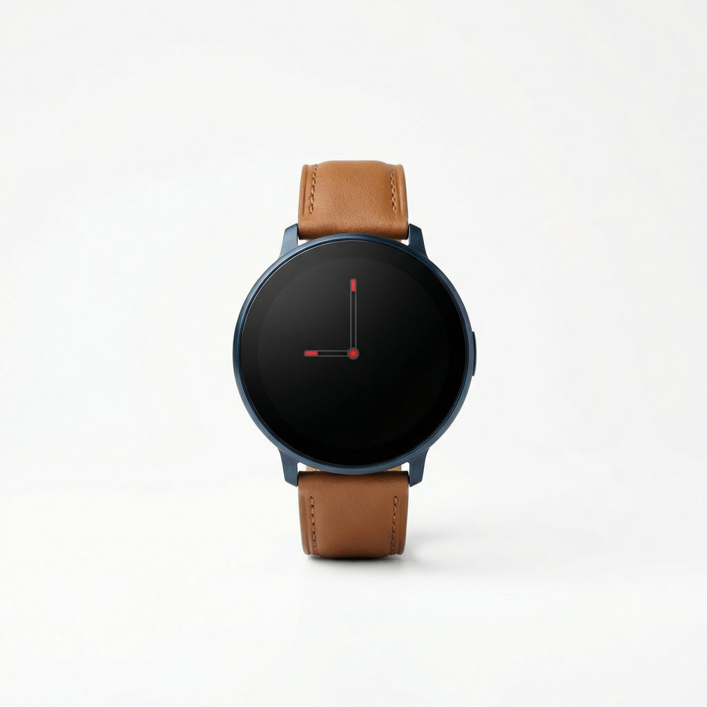Watch2Care Vital Smartwatch (Navy Blue Case) - Brown Leather Strap