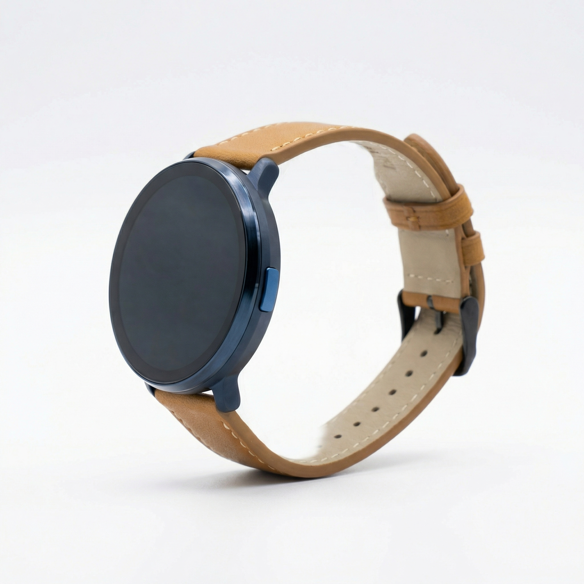 Watch2Care Vital Smartwatch (Navy Blue Case) - Brown Leather Strap