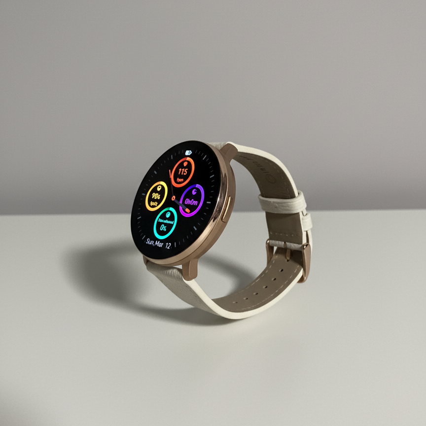 Watch2Care Vital Smartwatch (Rose Gold Case) - White Leather Strap