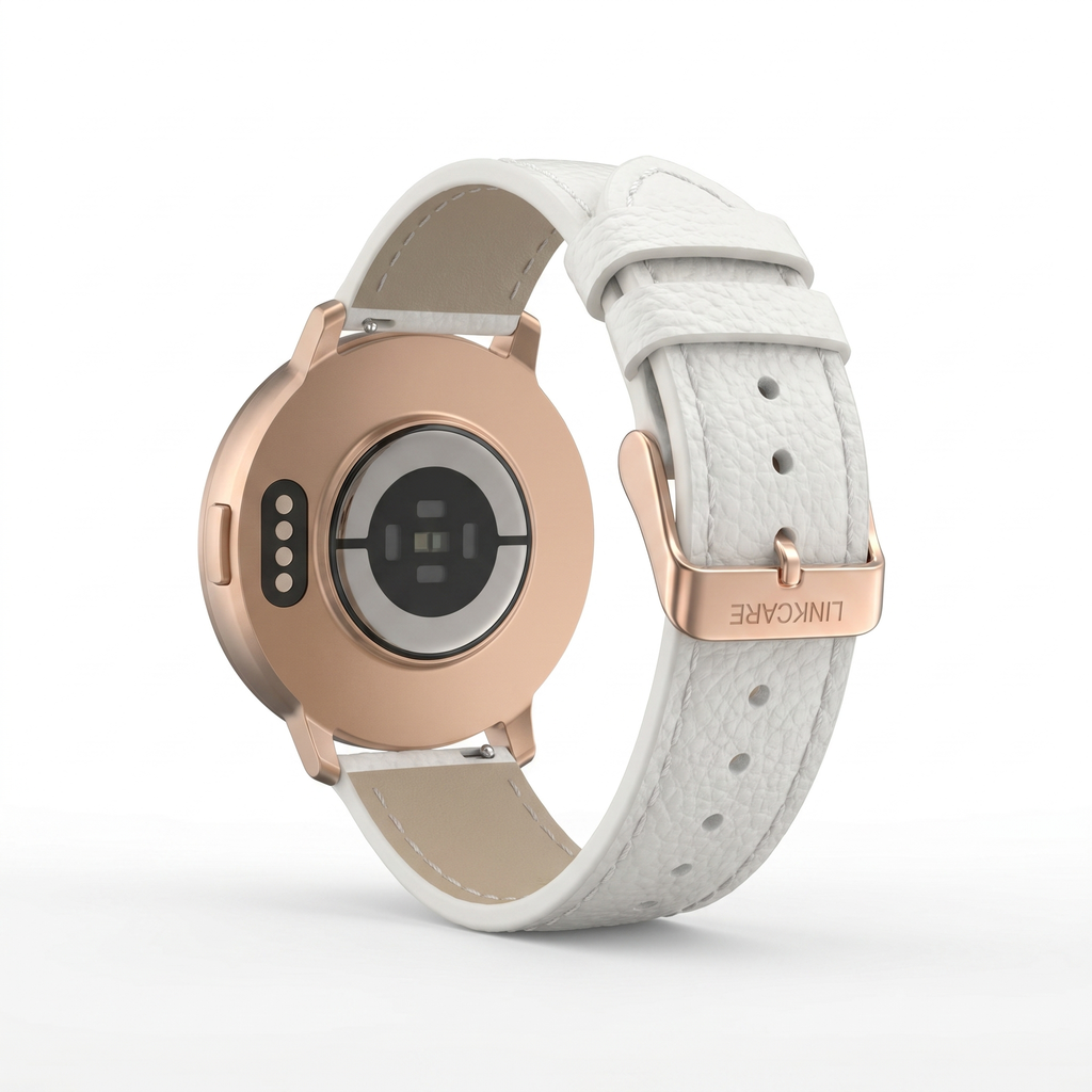 Watch2Care Vital Smartwatch (Rose Gold Case) - White Leather Strap