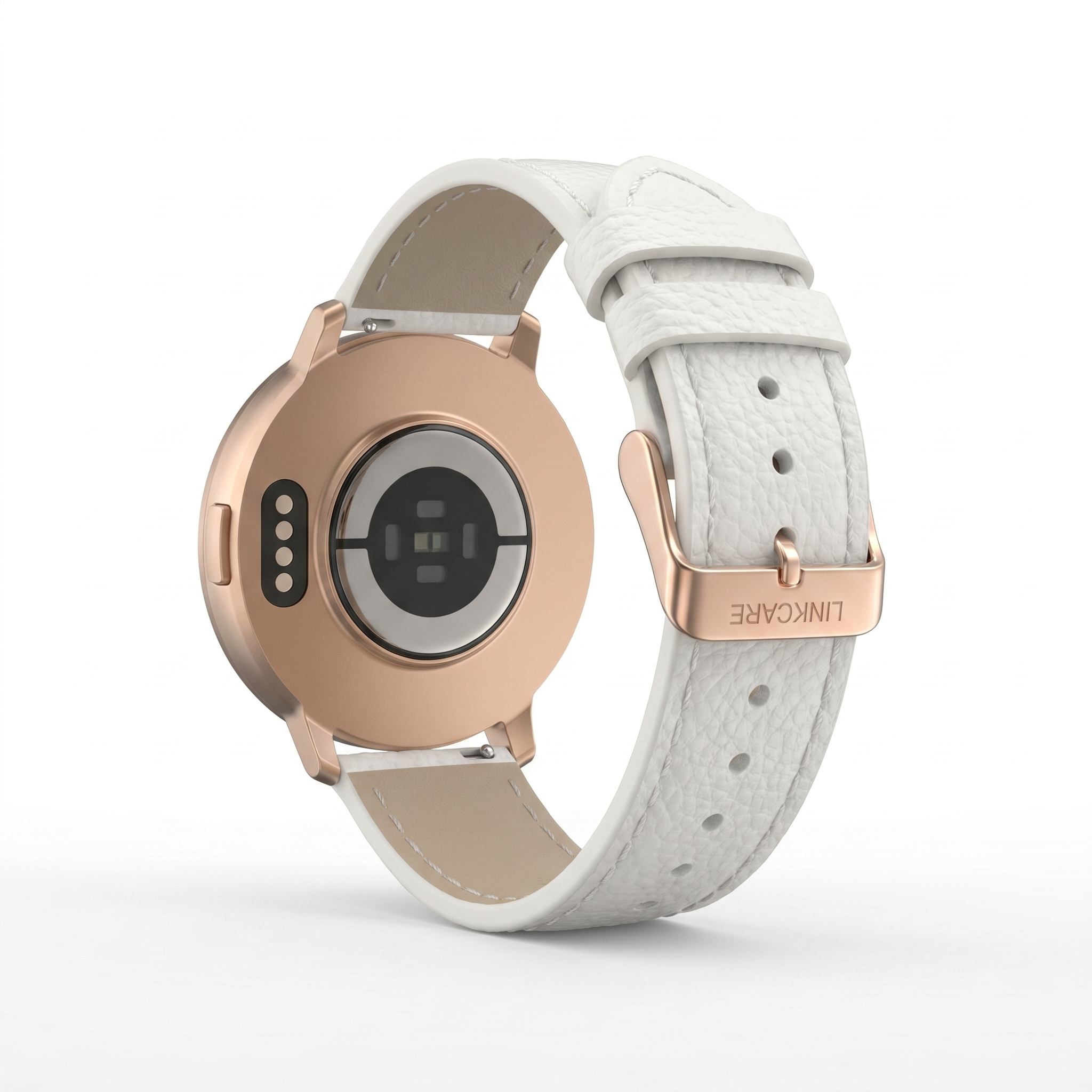 Watch2Care Vital Smartwatch (Rose Gold Case) - White Leather Strap