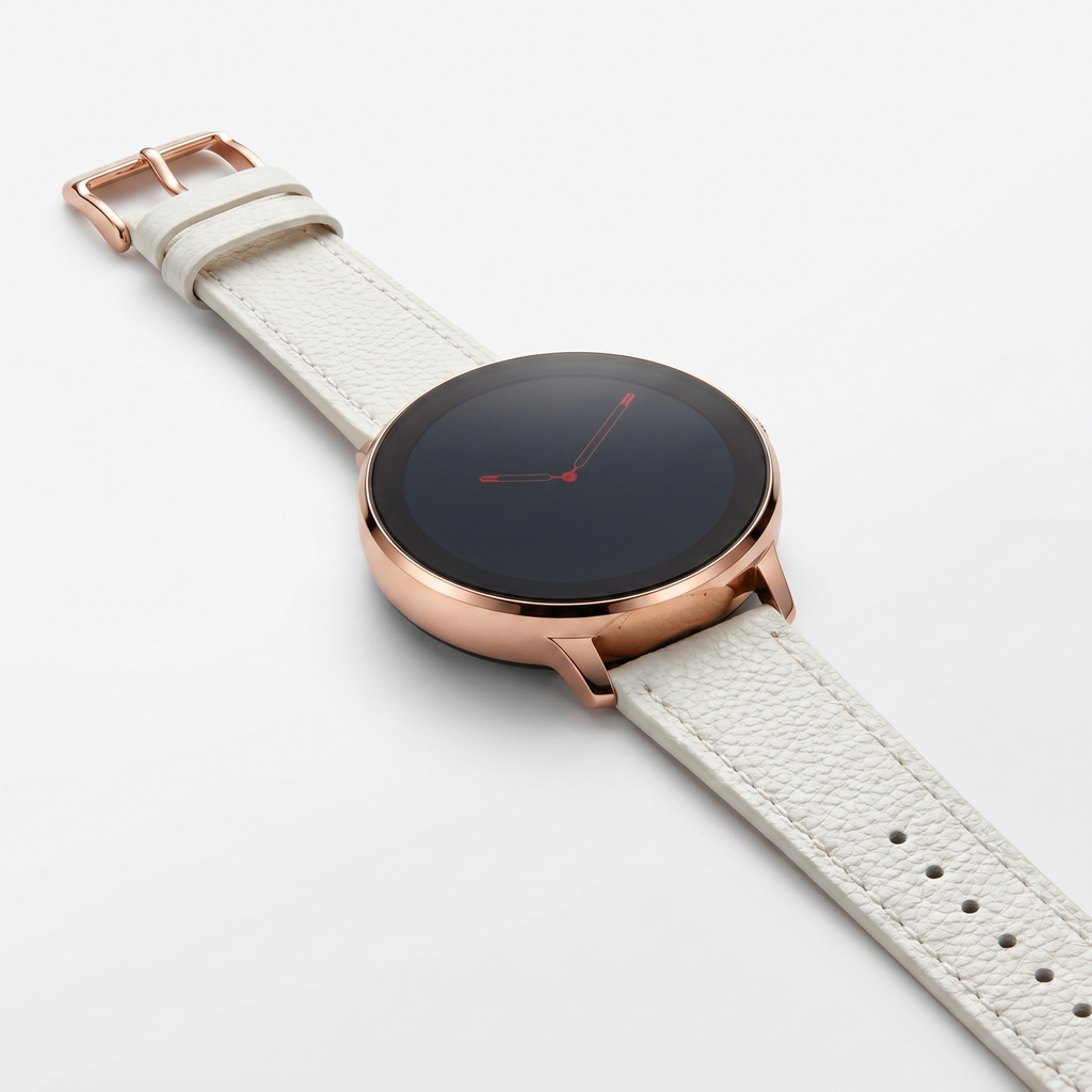 Watch2Care Vital Smartwatch (Rose Gold Case) - White Leather Strap