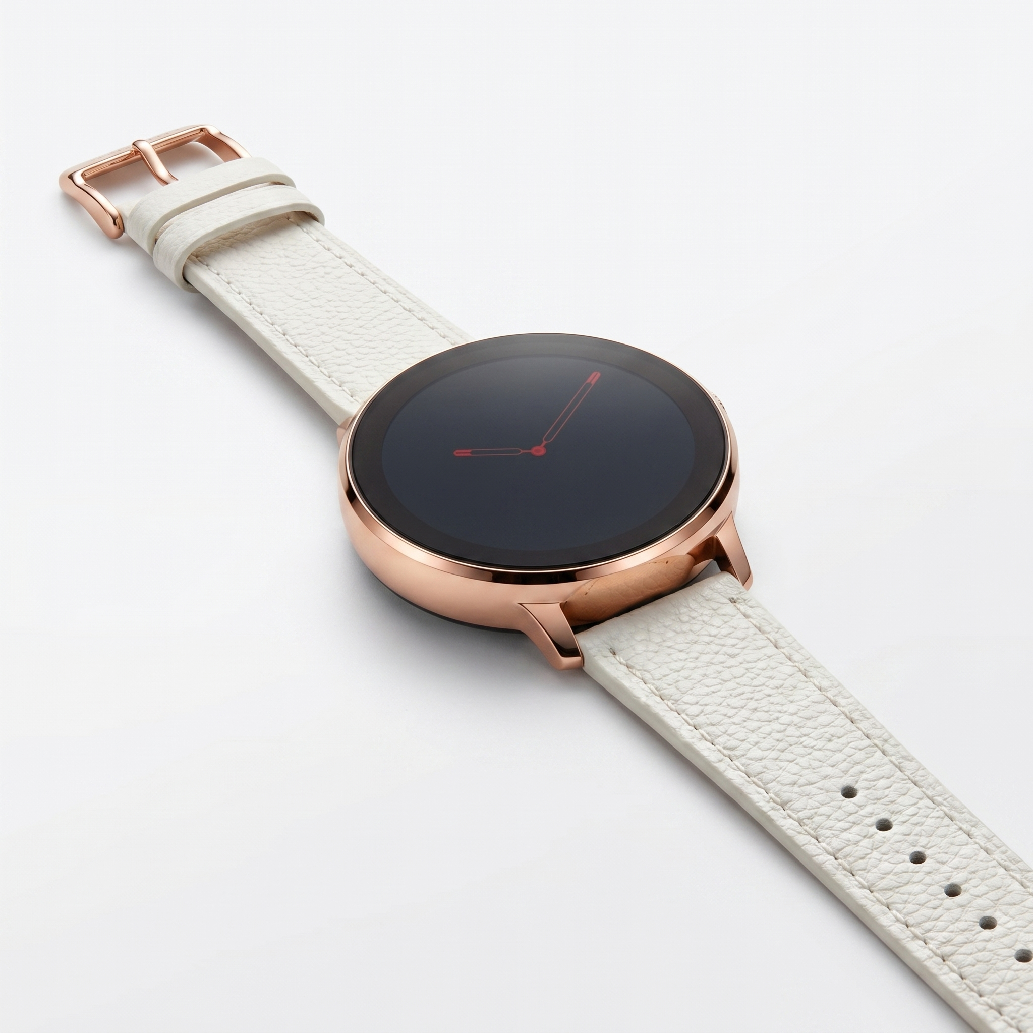 Watch2Care Vital Smartwatch (Rose Gold Case) - White Leather Strap