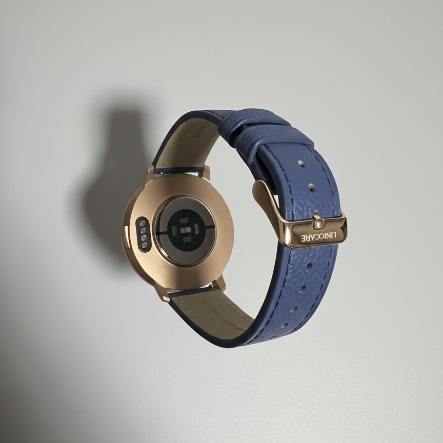 Watch2Care Vital Smartwatch (Rose Gold Case) - Blue Leather Strap