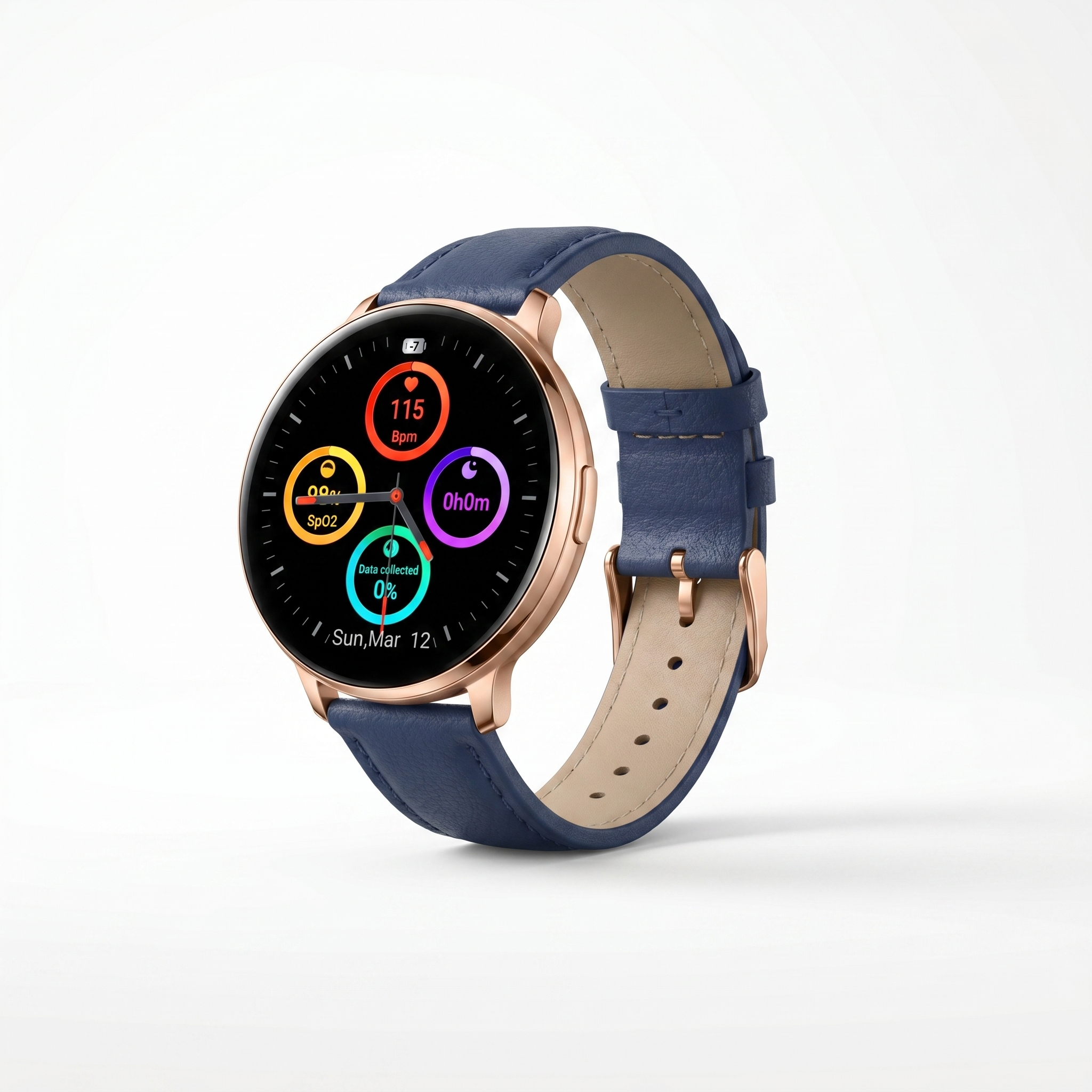 Watch2Care Vital Smartwatch (Rose Gold Case) - Blue Leather Strap