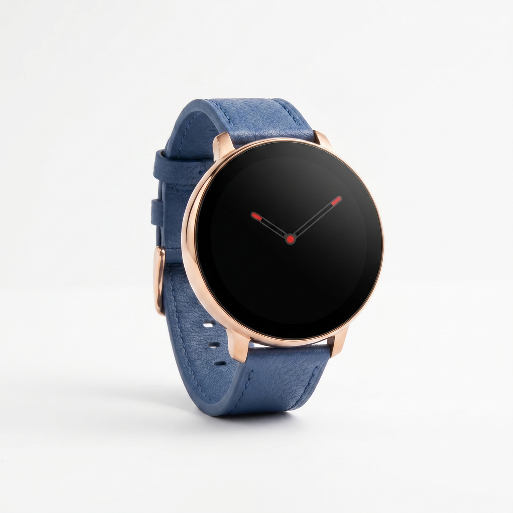 Watch2Care Vital Smartwatch (Rose Gold Case) - Blue Leather Strap