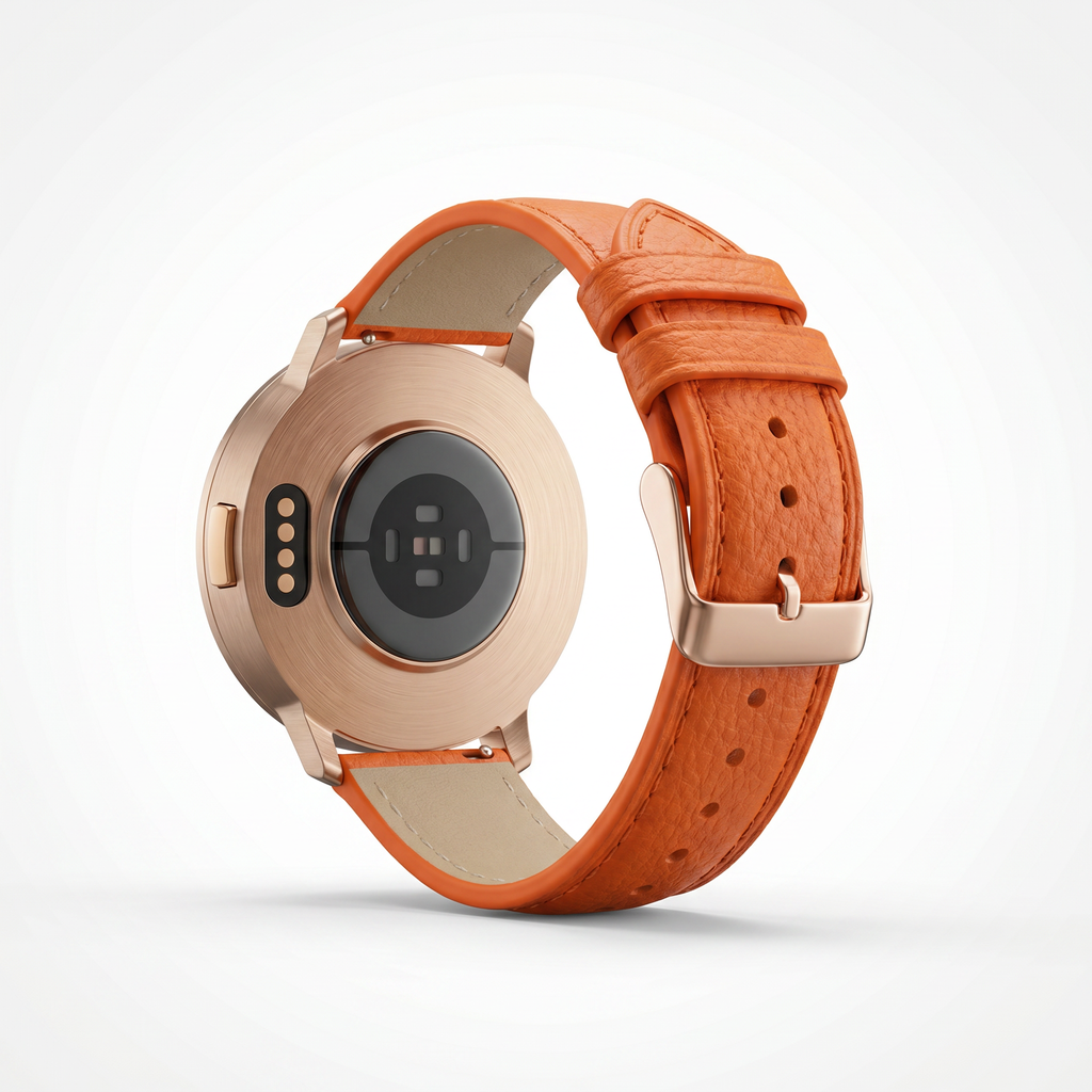Watch2Care Vital Smartwatch (Rose Gold Case) - Orange Leather Strap