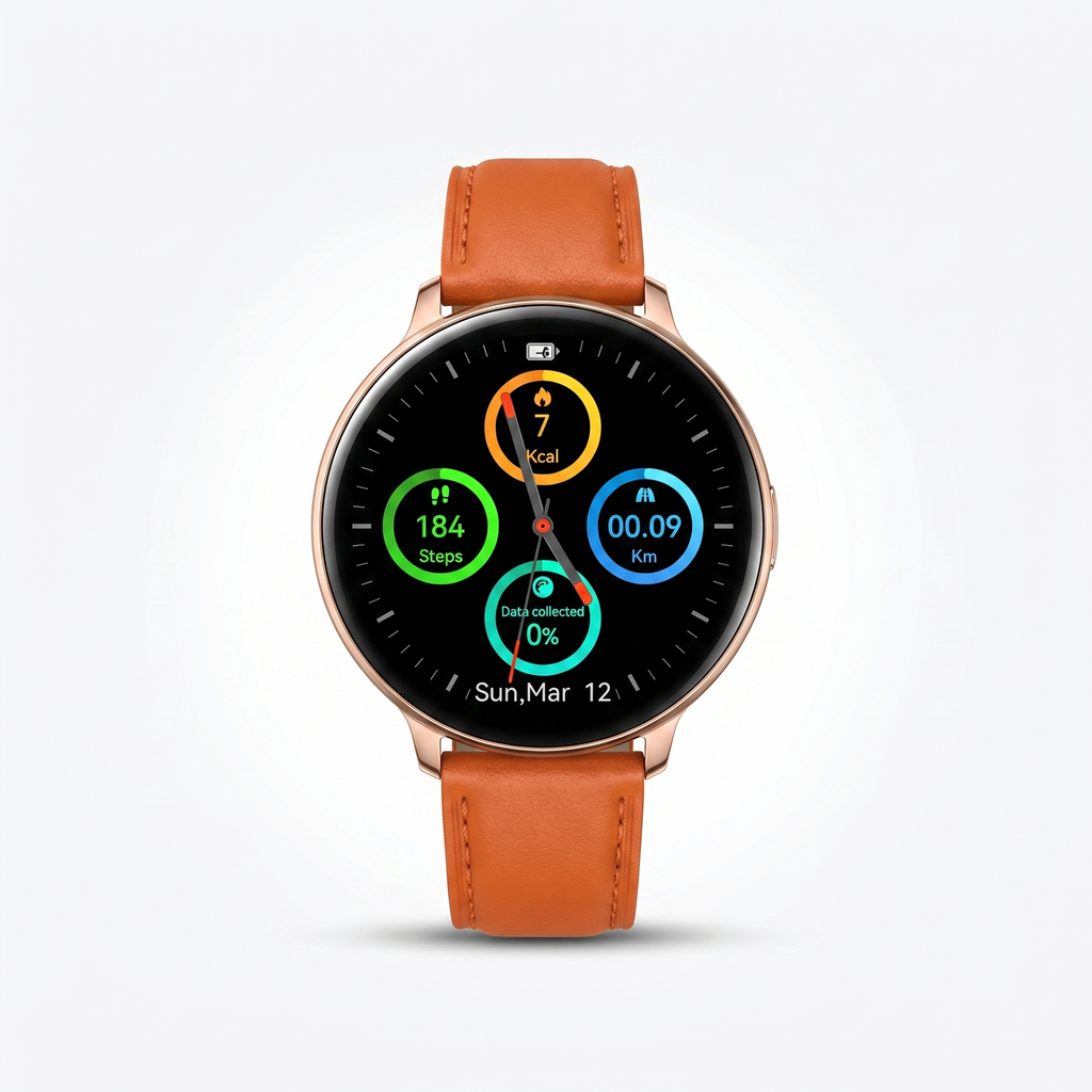 Watch2Care Vital Smartwatch (Rose Gold Case) - Orange Leather Strap