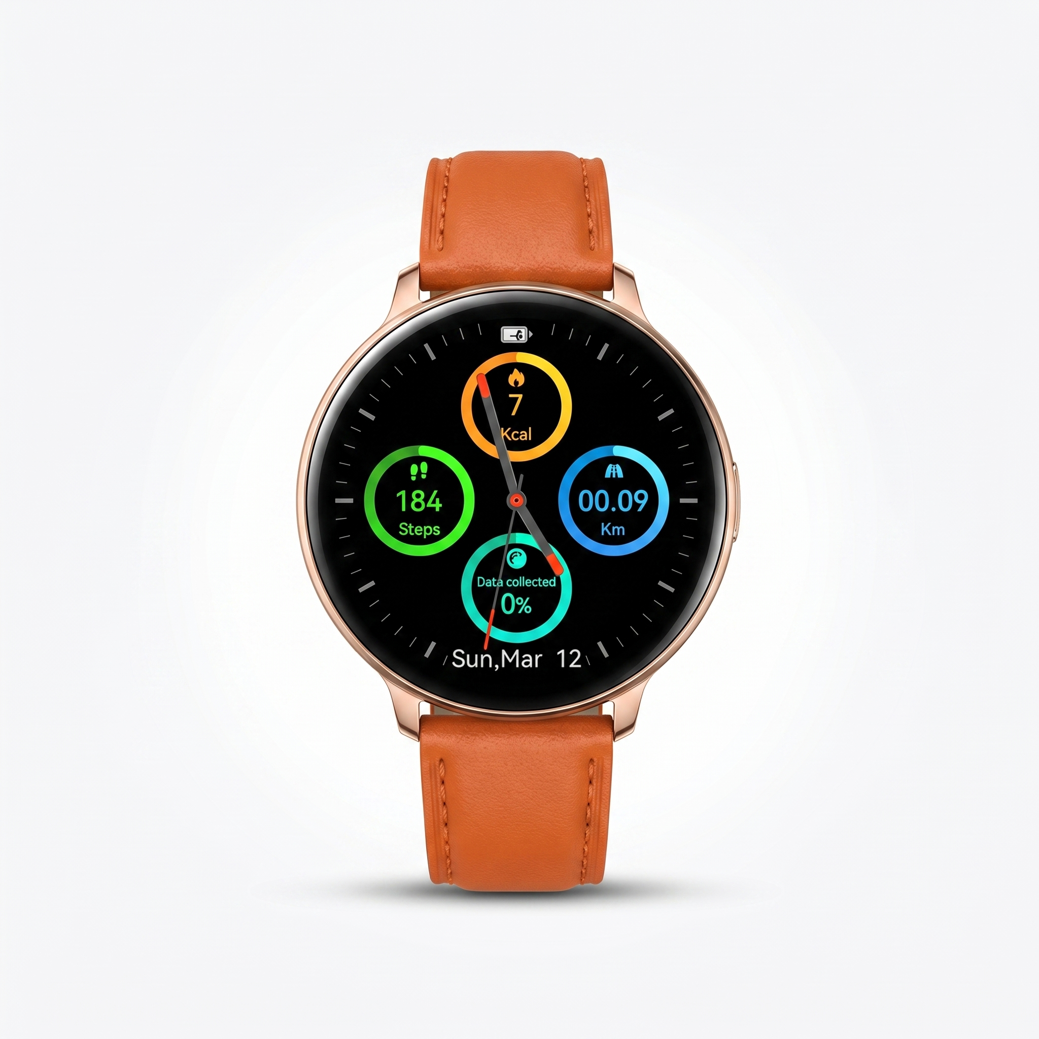 Watch2Care Vital Smartwatch (Rose Gold Case) - Orange Leather Strap
