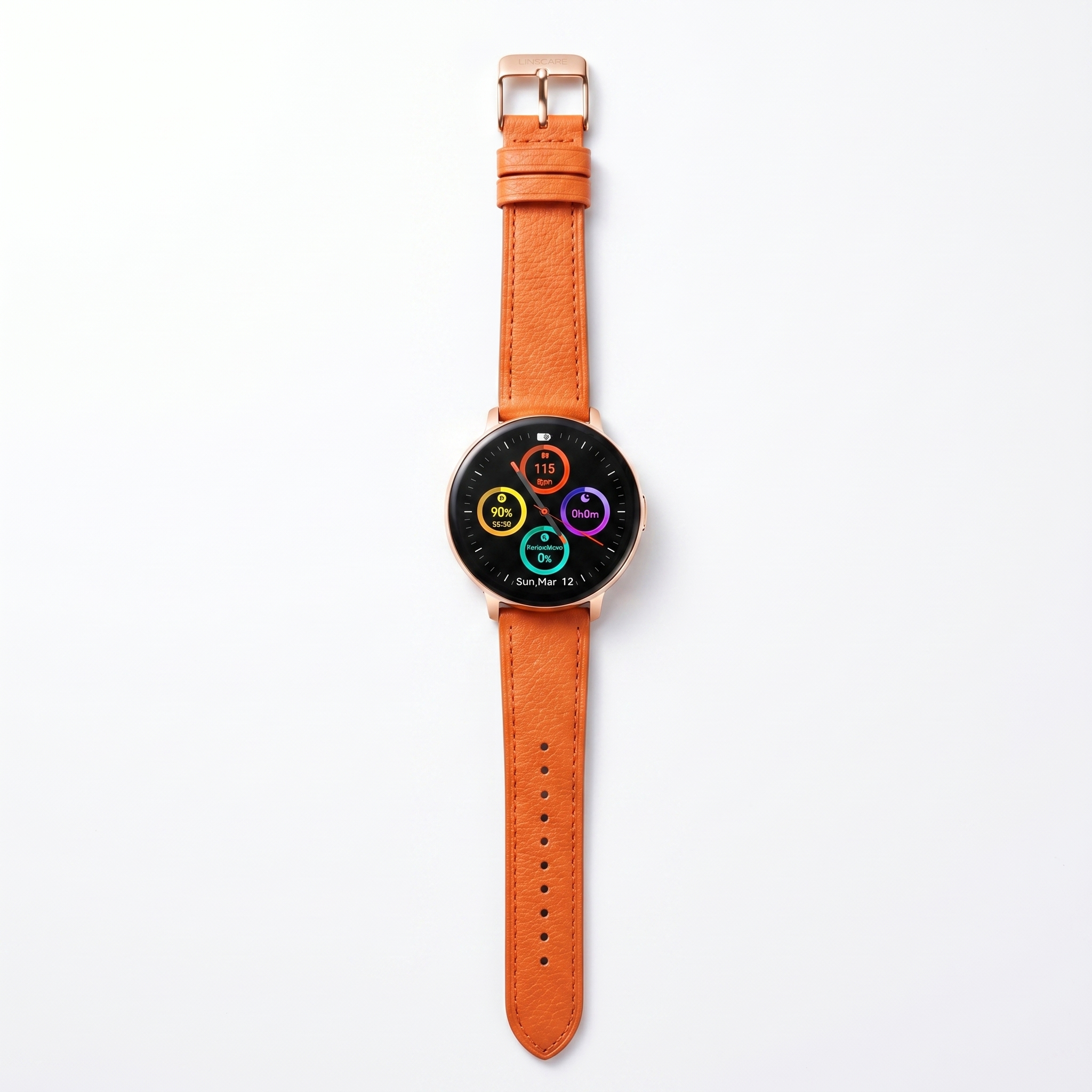 Watch2Care Vital Smartwatch (Rose Gold Case) - Orange Leather Strap