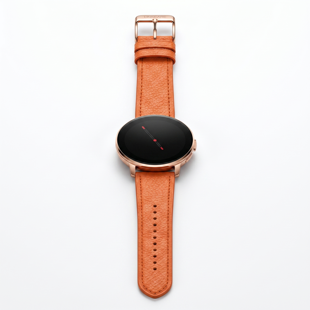 Watch2Care Vital Smartwatch (Rose Gold Case) - Orange Leather Strap