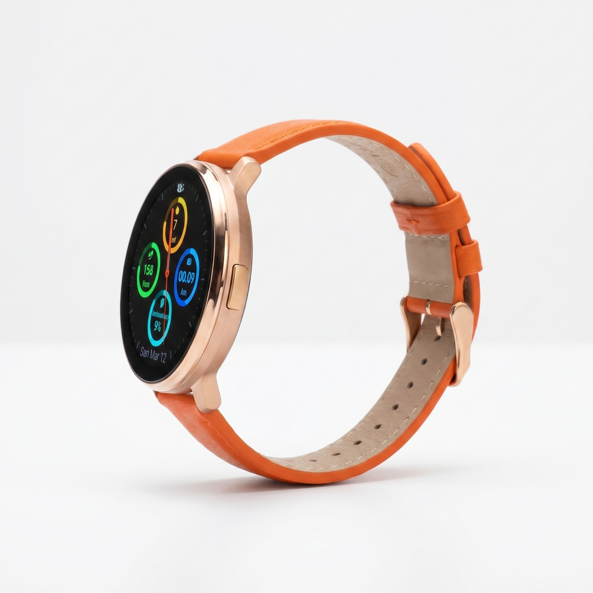 Watch2Care Vital Smartwatch (Rose Gold Case) - Orange Leather Strap